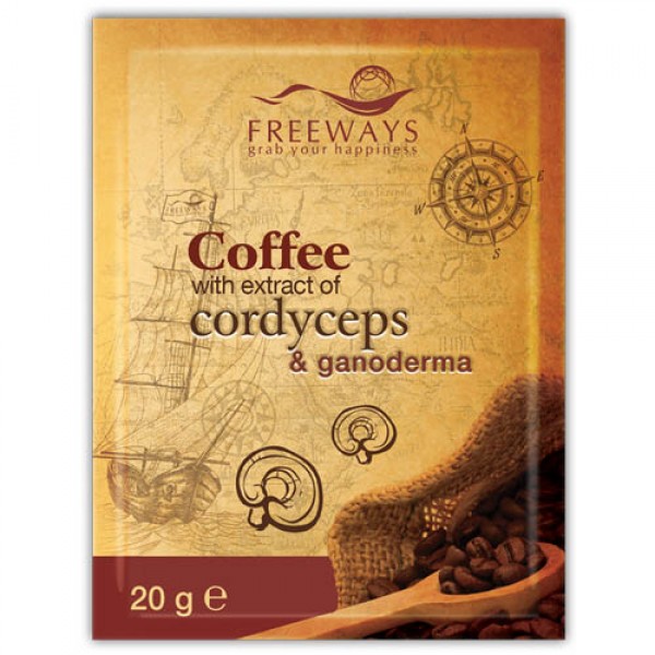 Cafea terapeutica cu extract de Cordyceps si Ganoderma (1 plic) Cafea terapeutica cu extract de Cordyceps si Ganoderma (1 plic)